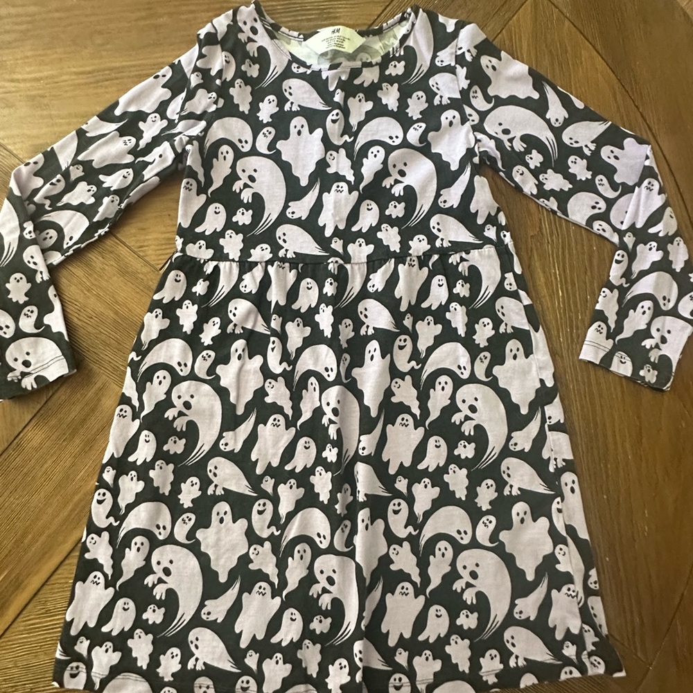H&M Kids Ghost Print Dress - Black and White